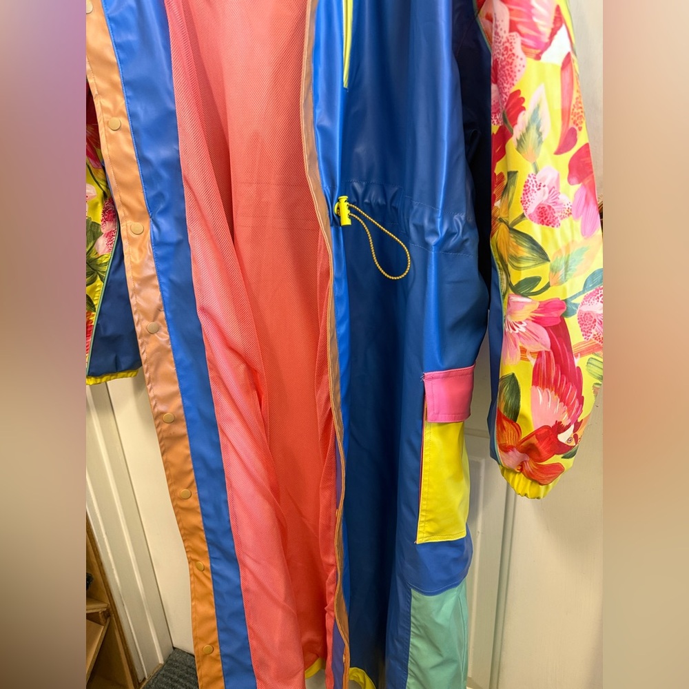 🦜Farm Rio Colorblock Long Raincoat - Picture 13 of 14